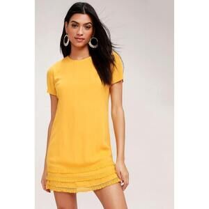 Lulus Buenos Aires Golden Yellow Shift Dress - Size S